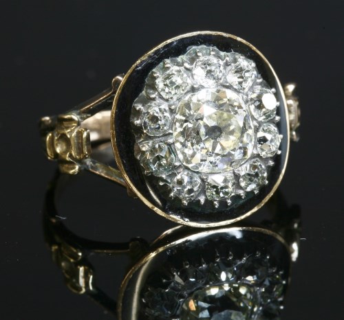 Lot 8 - A Georgian diamond and enamel memorial ring
