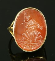Lot 18 - A gold intaglio engraved cornelian ring