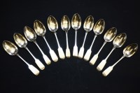Lot 97A - Twelve Georgian and later silver dessert spoons