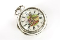 Lot 56 - 18th century painted dial verge fusee pair case pocket watch