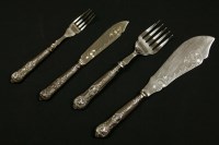 Lot 121 - A cased set of Queens pattern silver handled fish knives and forks
