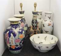 Lot 194 - A pair of Chinese style porcelain table lamps