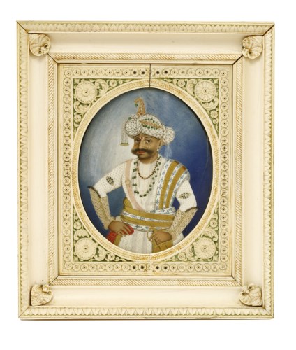 Lot 195 - An Indian ivory portrait of a maharaja