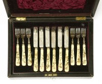 Lot 183 - A set of twelve Japanese ivory and Shibayama fruit knives and forks