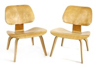 Lot 605 - A pair of LCW plywood chairs