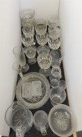 Lot 214 - A large quantity of various 18th century and later glassware to include a set of six petite cut wine glasses