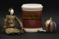 Lot 189 - A collection of miscellaneous items to include three pottery drug jars