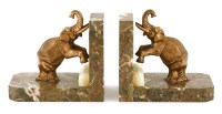 Lot 330 - A pair of Art Deco marble and spelter bookends