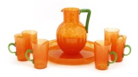 Lot 335 - A Schneider orange glass lemonade set