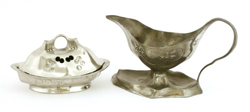 Lot 20 - A pewter sauce boat