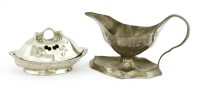 Lot 20 - A pewter sauce boat