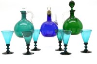 Lot 361 - Six 19th century green trumpet wine glasses