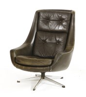 Lot 610 - A Danish black leather armchair