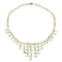 Lot 1494 - A sterling silver moonstone fringe necklace