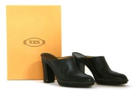 Lot 1417 - A pair of Tod's black calf leather closed slip-on high heel shoes