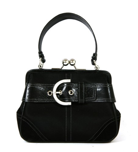 Lot 1027 - A Coach black satin evening handbag