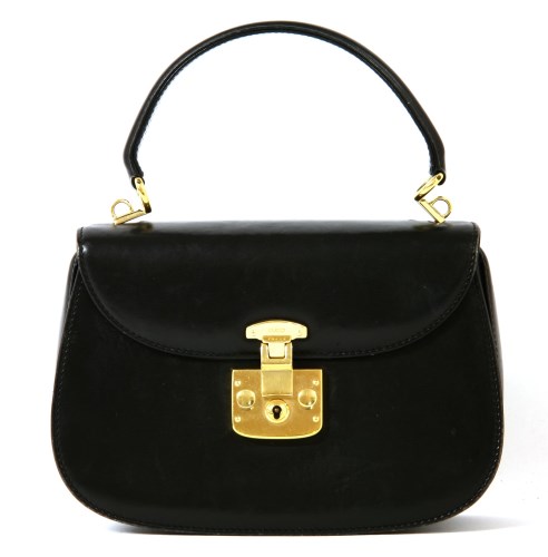 Lot 1078 - A vintage Gucci black leather handbag