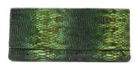 Lot 1104 - A Leatherock USA snakeskin effect patent leather clutch handbag
