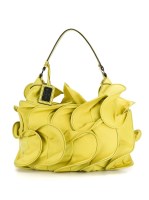 Lot 1105 - A Valentino ruffled lime/yellow leather handbag