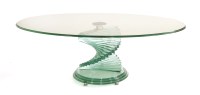 Lot 490 - A contemporary oval glass table