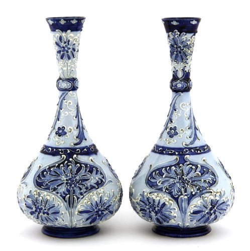 Lot 89 - A near pair of Macintyre & Co. Florianware vases