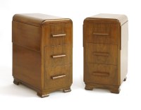 Lot 362 - A pair of Art Deco walnut bedside chests