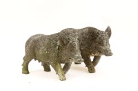 Lot 341 - A pair of composite garden figures of boars