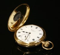 Lot 433 - A cased 18ct gold half hunter pocket watch