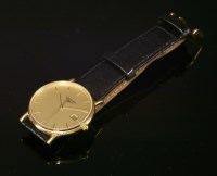 Lot 446 - A gentlemen's 18ct gold Longines quartz strap watch