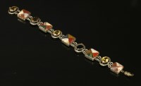 Lot 103 - A Scottish Victorian silver citrine and hardstone or pebble bracelet