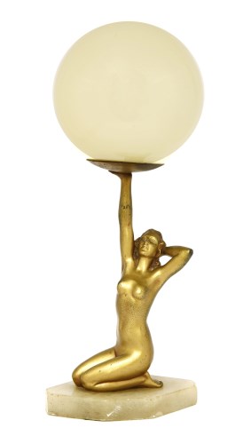 Lot 348 - An Art Deco spelter table lamp