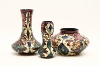 Lot 312 - Three Moorcroft 'Masquerade' vases