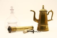 Lot 297 - An antique brass coffee pot