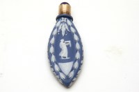 Lot 258 - A Wedgwood 19th century Jasper ware perfume bottle with a gold top