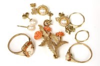 Lot 159 - A 9ct gold floral spray brooch with coral flower heads