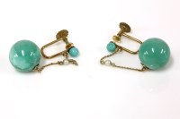Lot 137 - A pair of gold stained howlite bead and seed drop earrings