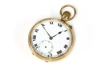 Lot 154 - A 9ct gold open faced pocket watch