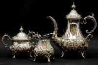 Lot 225 - A 19th century German silver three piece coffee set