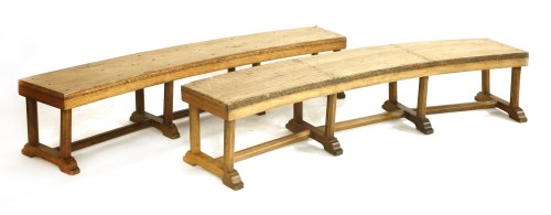 Lot 130 - A pair of oak concave benches