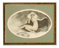 Lot 299 - Édouard Chimot (1880-1959)
A NUDE WITH A SHAWL
Coloured drypoint etching