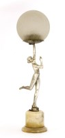 Lot 283 - An Art Deco spelter and marble table lamp