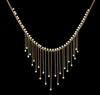 Lot 86 - A Victorian gold and seed pearl fringe necklace
