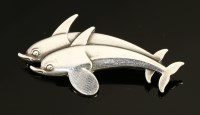 Lot 564 - A Georg Jensen sterling silver dolphin brooch