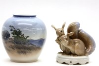 Lot 290 - Two Royal Copenhagen items: a vase with painted landscape