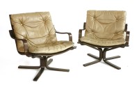 Lot 393 - A pair of bentwood and light brown armchairs