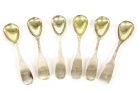 Lot 133 - A set of Irish silver fiddle pattern mustard spoons