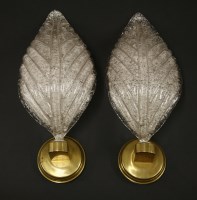 Lot 432 - A pair of Murano glass Rugiodoso leaf wall lights