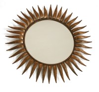 Lot 553 - A copper sunburst mirror