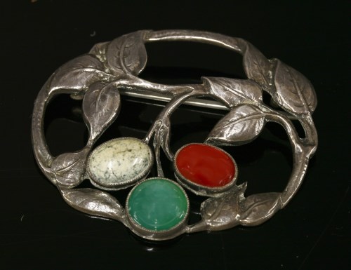 Lot 115 - A Bernard Instone silver pierced foliate leaf brooch