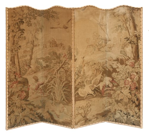 Lot 42 - A four-leaf Brussels tapestry screen